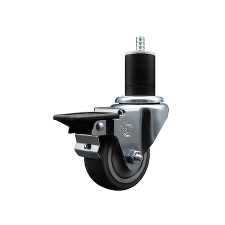 Service Caster 3'' Thermoplastic Rubber Swivel 1-3/4'' Expanding Stem Caster with Brake SCC-EX20S314-TPRB-PLB-134